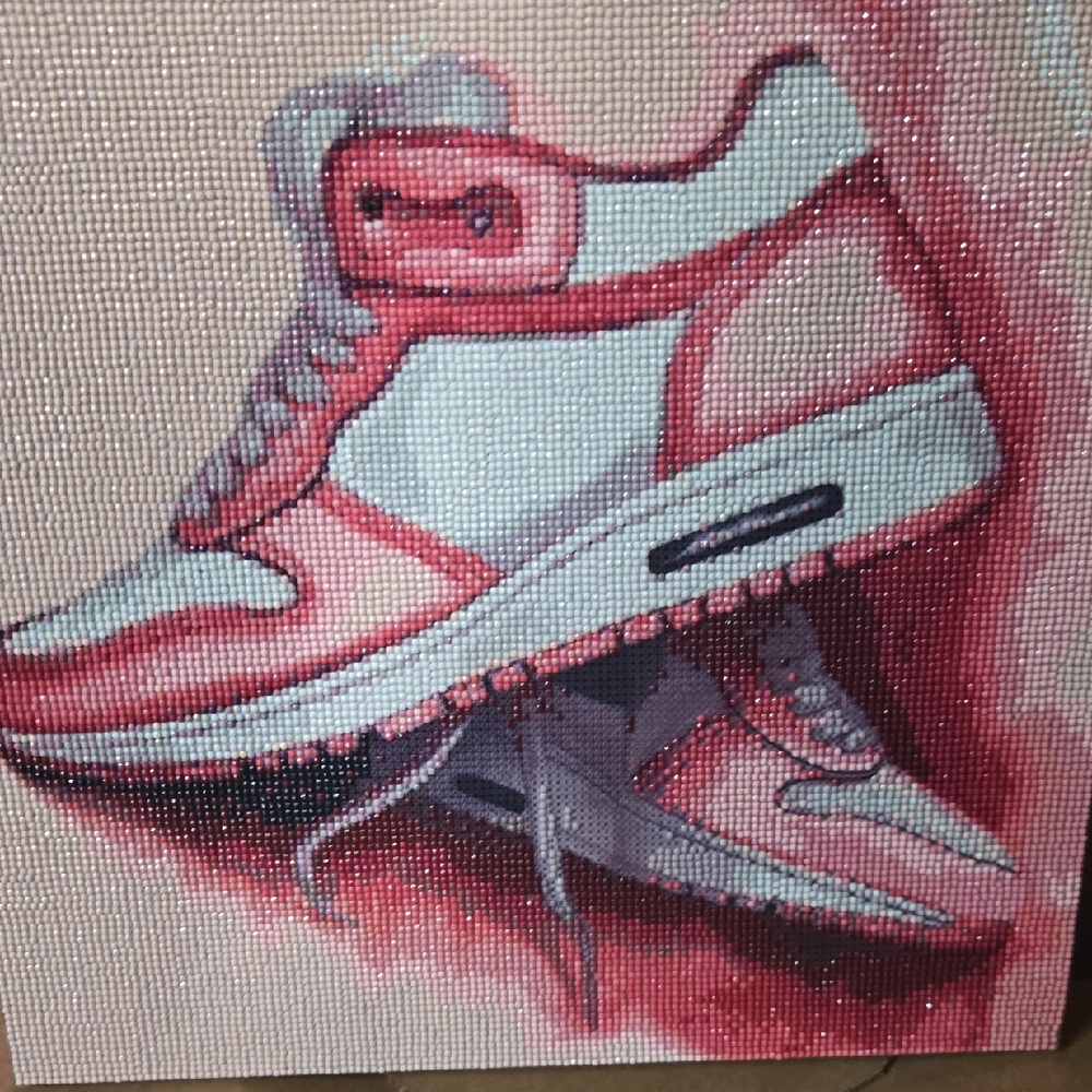 Dynamic Red and White Sneaker Canvas
